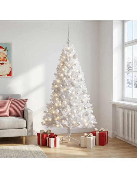 Albero di Natale artificiale con palline 210 cm 300 LED