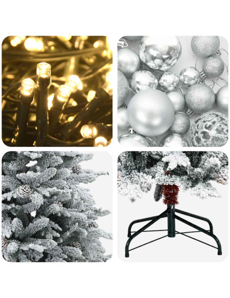 Albero di Natale artificiale con palline 150 cm 150 LED