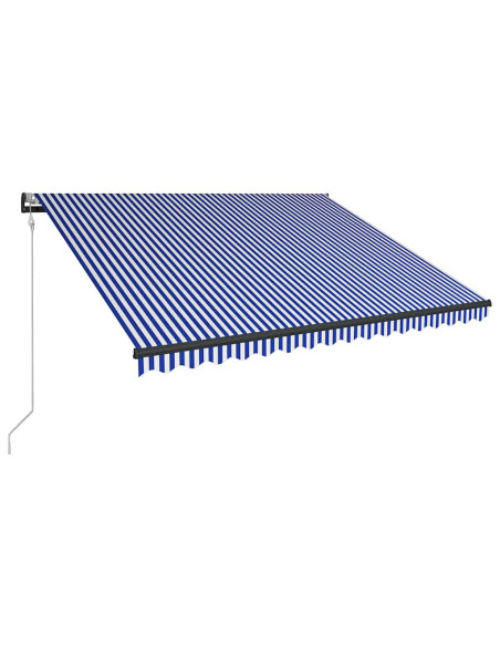 Tenda con Sensore Vento e LED 300x250 cm Blu e Bianco