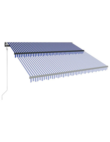 Tenda con Sensore Vento e LED 300x250 cm Blu e Bianco