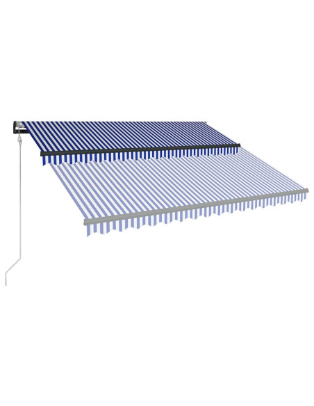 Tenda con Sensore Vento e LED 300x250 cm Blu e Bianco