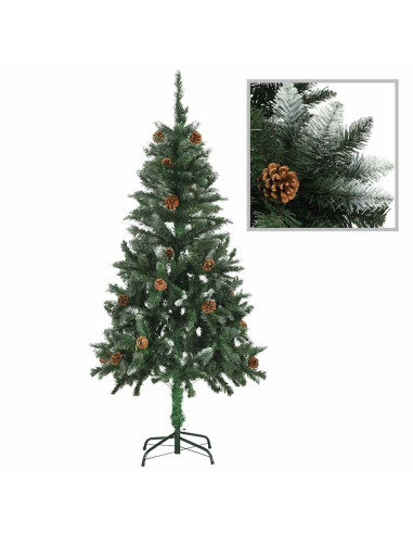 Albero di Natale Preilluminato con Palline e Pigne 150 cm