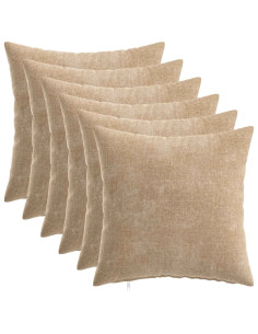 Cuscino 6 pz HEERLEN Tortora 45 x 45 cm Tessuto Chenille 2