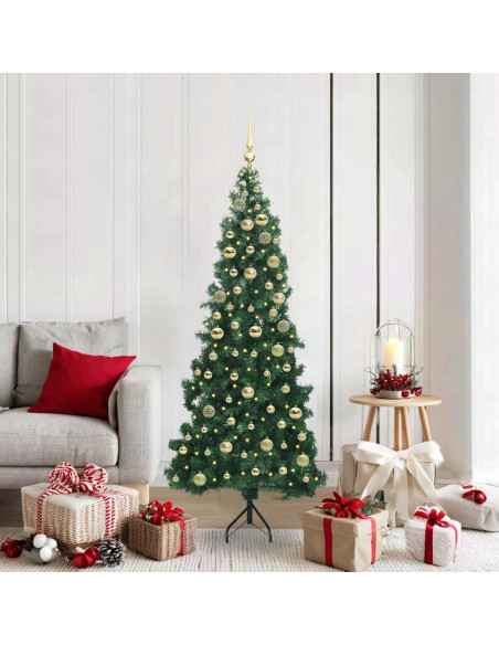 Albero di Natale Artificiale Angolare con 300 LED Verde 180 cm