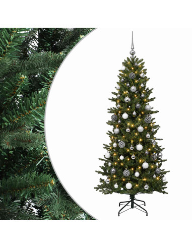 Albero di Natale artificiale con palline 180 cm 300 LED