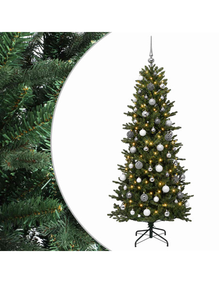 Albero di Natale artificiale con palline 180 cm 300 LED