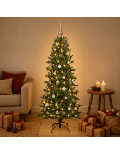 Albero di Natale artificiale con palline 150 cm 150 LED