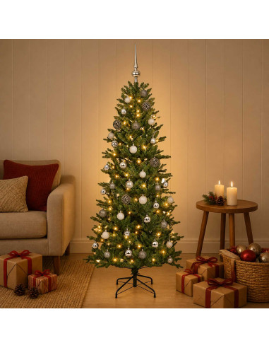 Albero di Natale artificiale con palline 120 cm 150 LED