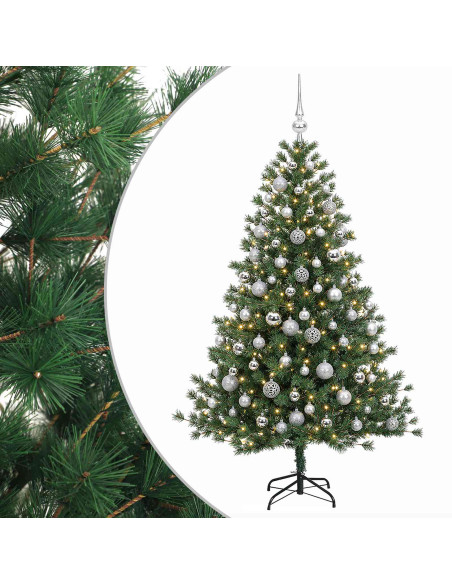 Albero di Natale artificiale con palline 210 cm 300 LED