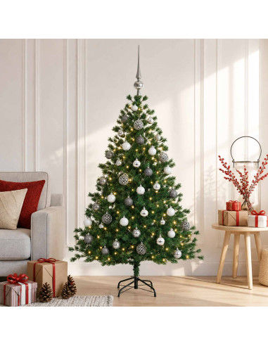 Albero di Natale artificiale con palline 150 cm 150 LED