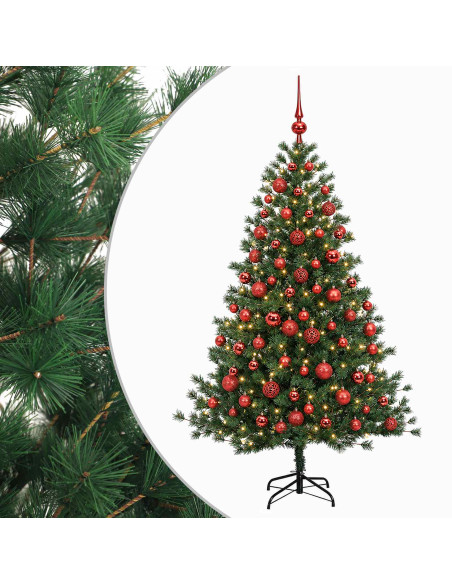 Albero di Natale artificiale con palline 180 cm 300 LED