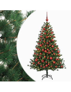Albero di Natale artificiale con palline 210 cm 300 LED