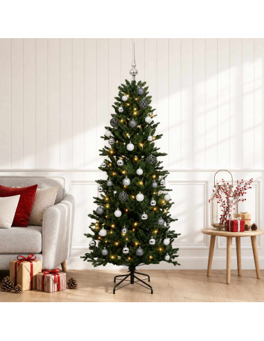 Albero di Natale artificiale con palline 150 cm 150 LED
