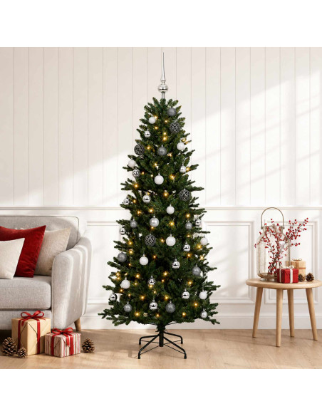 Albero di Natale artificiale con palline 150 cm 150 LED