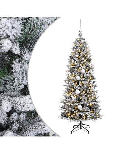 Albero di Natale artificiale con palline 120 cm 150 LED