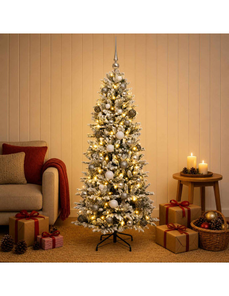 Albero di Natale artificiale con palline 120 cm 150 LED