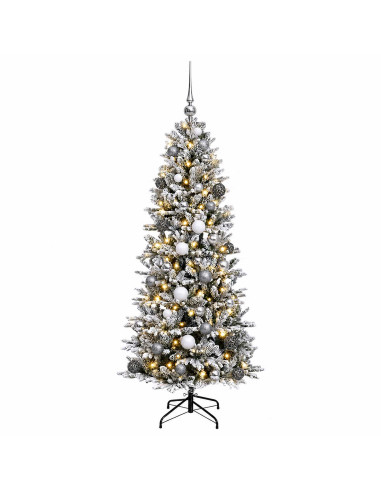 Albero di Natale artificiale con palline 120 cm 150 LED