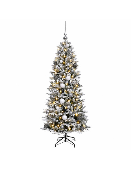 Albero di Natale artificiale con palline 120 cm 150 LED