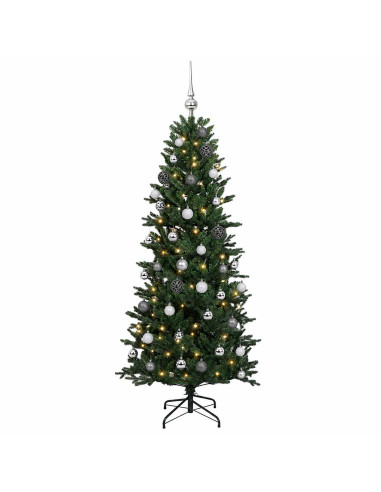 Albero di Natale artificiale con palline 120 cm 150 LED