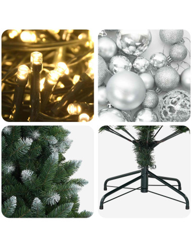 Albero di Natale Artificiale con Palline 180 cm 300 LED