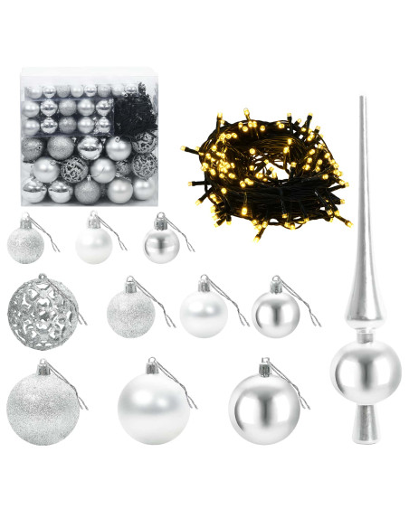 Albero di Natale Artificiale con Palline 240 cm 300 LED