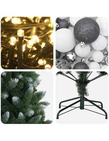 Albero di Natale Artificiale con Palline 180 cm 300 LED