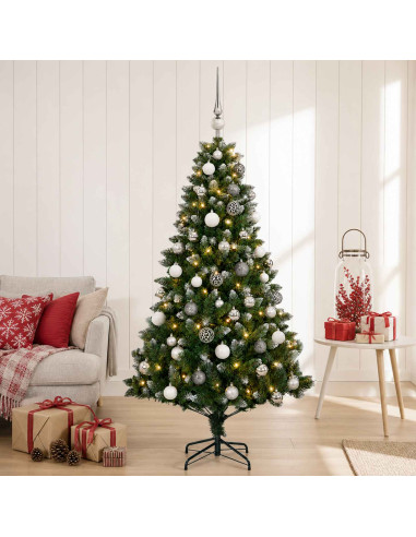 Albero di Natale Artificiale con Palline 150 cm 150 LED