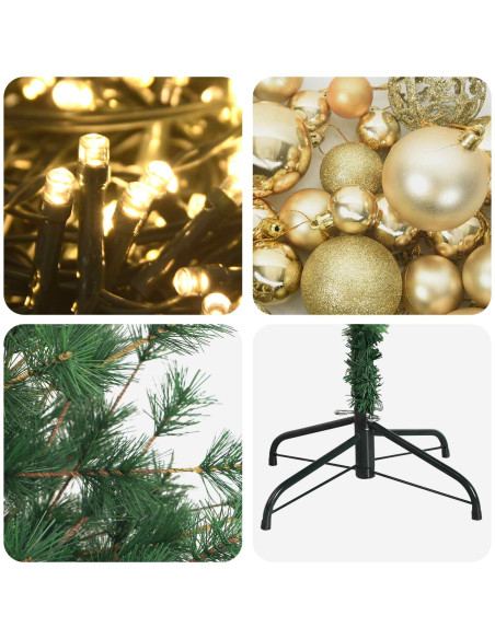Albero di Natale artificiale con palline 180 cm 300 LED
