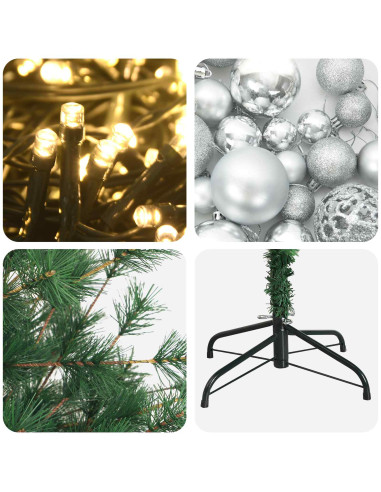 Albero di Natale artificiale con palline 210 cm 300 LED