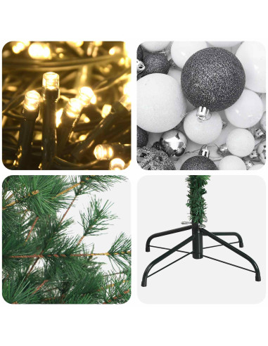 Albero di Natale artificiale con palline 240 cm 300 LED