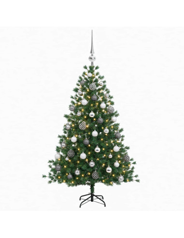 Albero di Natale artificiale con palline 150 cm 150 LED