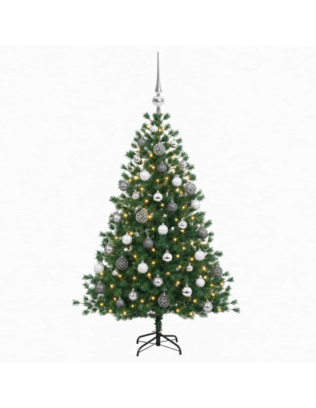 Albero di Natale artificiale con palline 150 cm 150 LED
