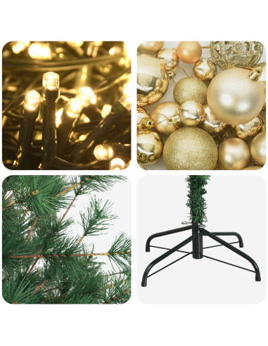 Albero di Natale artificiale con palline 210 cm 300 LED