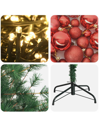 Albero di Natale artificiale con palline 210 cm 300 LED