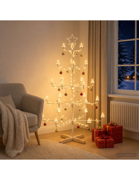 Albero di Natale in Metallo con Supporto KUOPIO 125 cm Acciaio