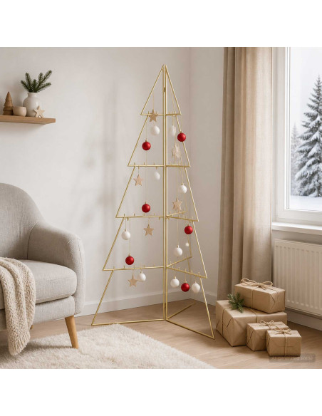 Albero di Natale in metallo KUOPIO 140 cm Acciaio Oro