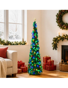 Albero di Natale LED pop-up con stella 150 cm 50 LED PET Verde