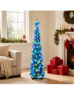 Albero di Natale LED pop-up con stella 120 cm 50 LED PET Blu