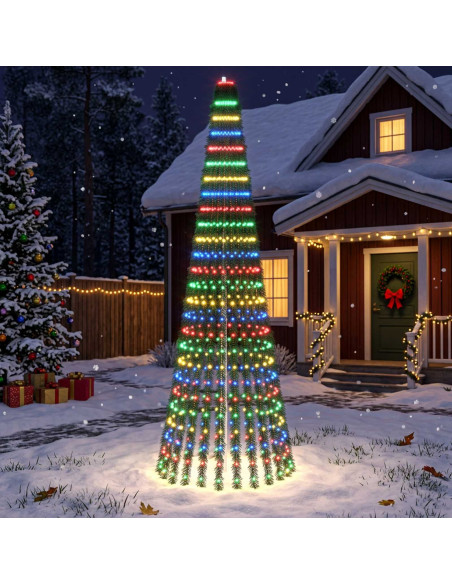 Albero di Natale LED 270 cm 648 LED Multicolore Acciaio Verde