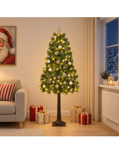 Albero di Natale artificiale con rami snodati e palline 150 cm