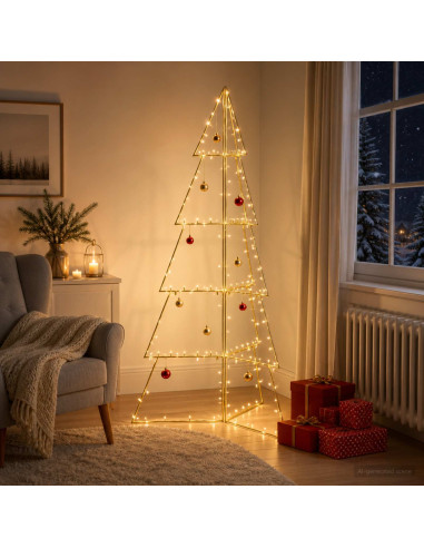 Albero di Natale in metallo KUOPIO 140 cm Acciaio Oro