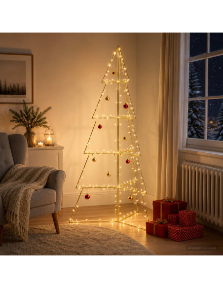 Albero di Natale in metallo KUOPIO 140 cm Acciaio Oro