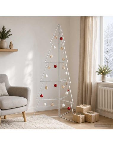 Albero di Natale in metallo KUOPIO 140 cm Acciaio Bianco