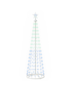 Albero di Natale a cono LED 180 cm 250 LED RGB Acciaio Bianco 2