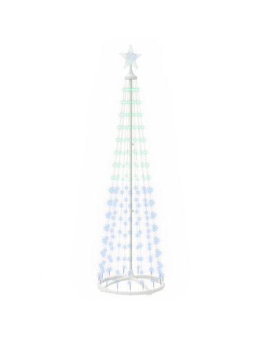 Albero di Natale a cono LED 180 cm 250 LED RGB Acciaio Bianco