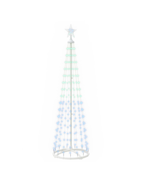 Albero di Natale a cono LED 180 cm 250 LED RGB Acciaio Bianco