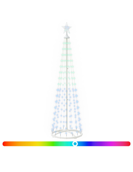 Albero di Natale a cono LED 180 cm 250 LED RGB Acciaio Bianco
