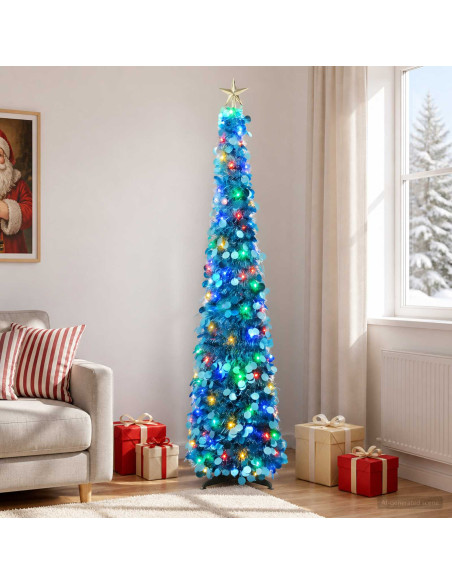 Albero di Natale LED pop-up con stella 180 cm 100 LED PET Blu