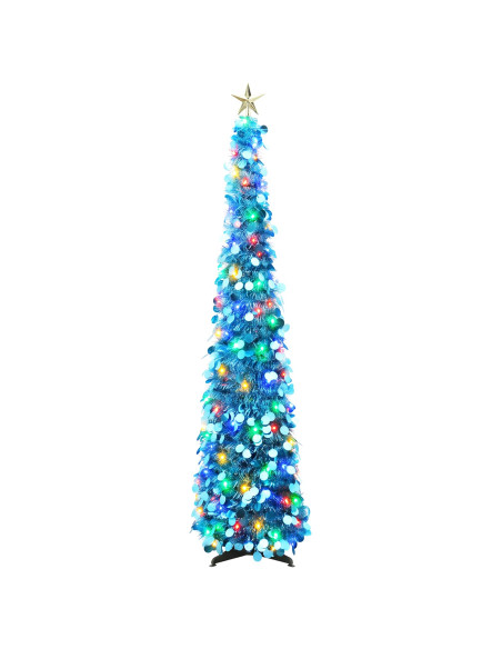 Albero di Natale LED pop-up con stella 150 cm 50 LED PET Blu