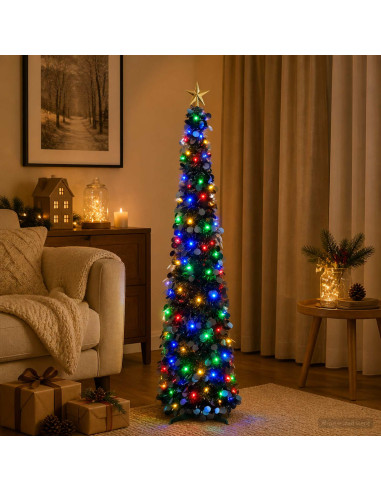 Albero di Natale LED pop-up con stella 120 cm 50 LED PET Nero